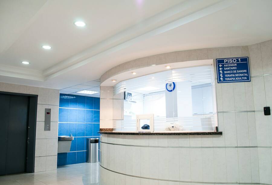 Modern hospital reception desk